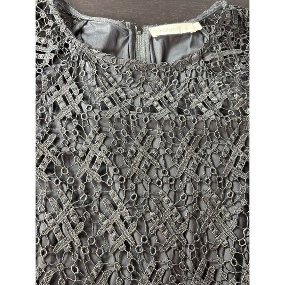 Anne Fontaine Cocktail Dress Black Lace 38 Short Sleeve Sheer Layered - Picture 9 of 11
